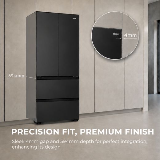 Haier Space Fit American Fridge Freezer - Obsidian Black - Annotation - Precision fit